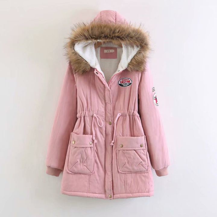 Damen Langer Utility-Parka mit Teddyfutter, Kapuze mit Kunstfell und Kordelzug Drune