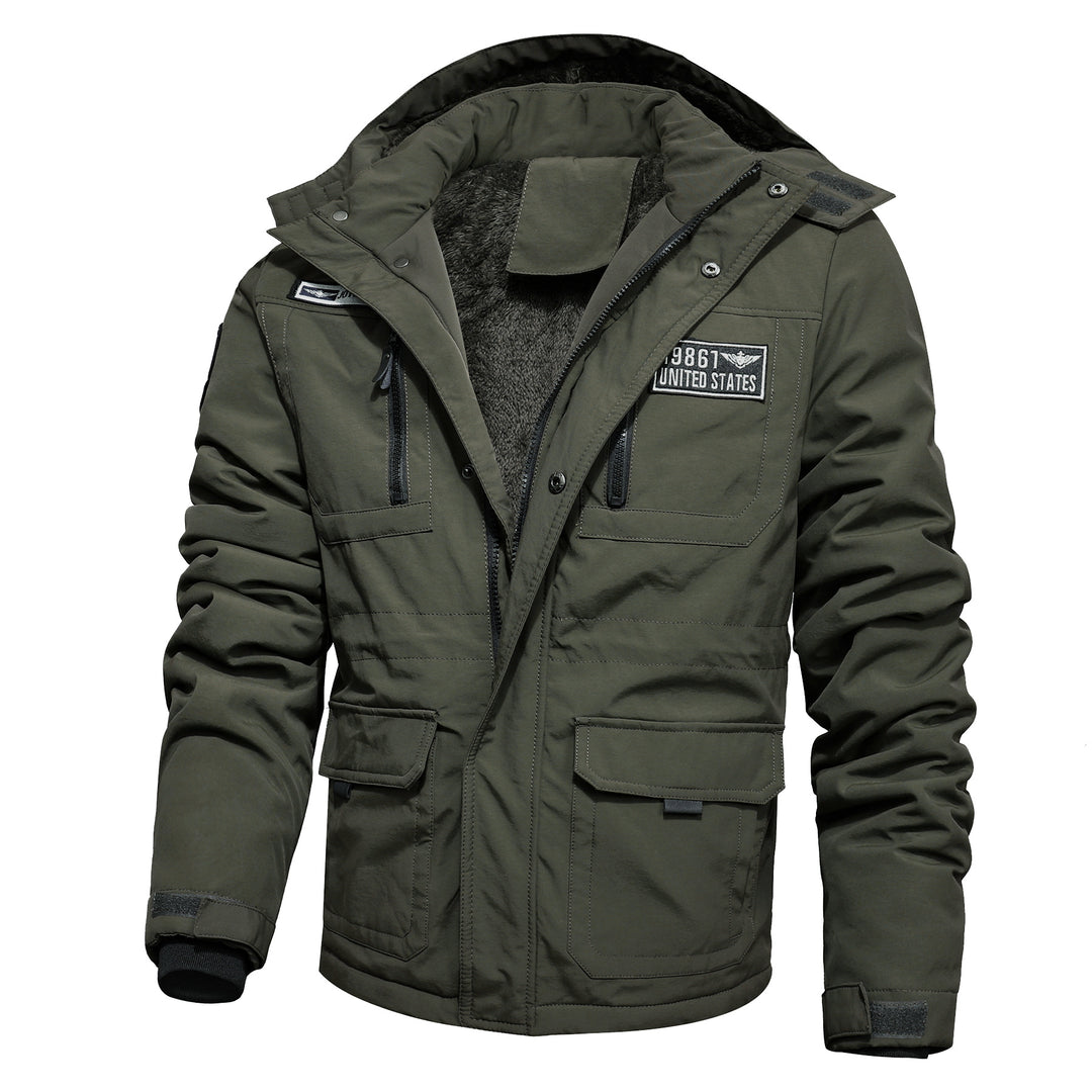 Herren Winterparka mit abnehmbarer Kapuze und Kunstfellbesatz Drune