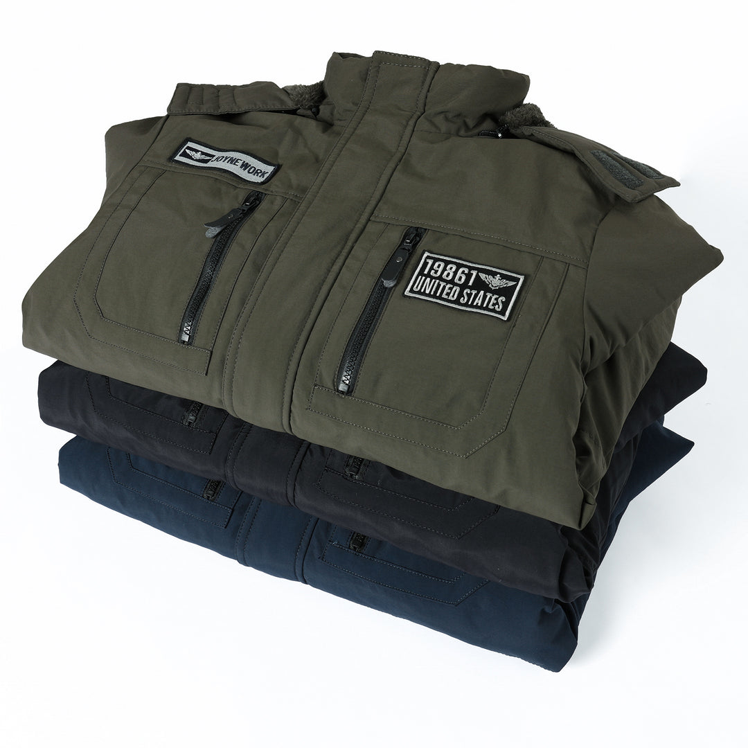 Herren Winterparka mit abnehmbarer Kapuze und Kunstfellbesatz Drune