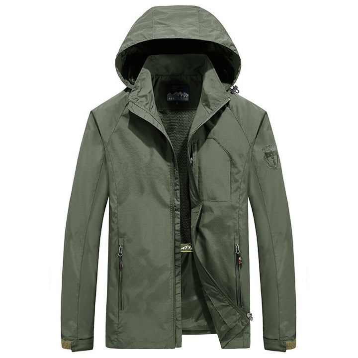 Herren Ultraleichte Wind- und Wasserabweisende Outdoorjacke mit verstaubarer Kapuze und atmungsaktivem Mesh‑Futter Drune