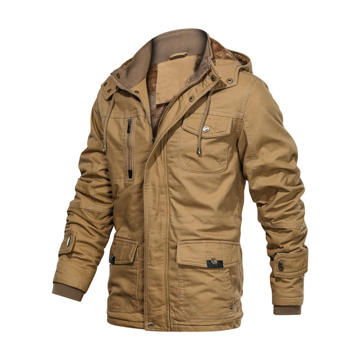 Herren Gefütterte Feldjacke mit Teddyfutter, Winddichtem Canvas & Mehrfach-Taschen Drune