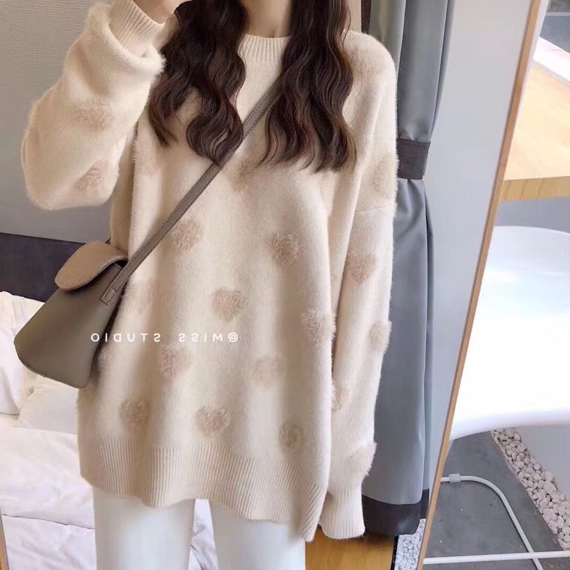 Damen Kuscheliger Pullover mit Herzenmuster und weichem Material Drune