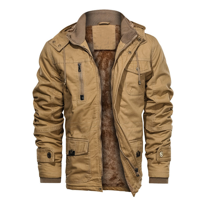 Herren Gefütterte Feldjacke mit Teddyfutter, Winddichtem Canvas & Mehrfach-Taschen Drune