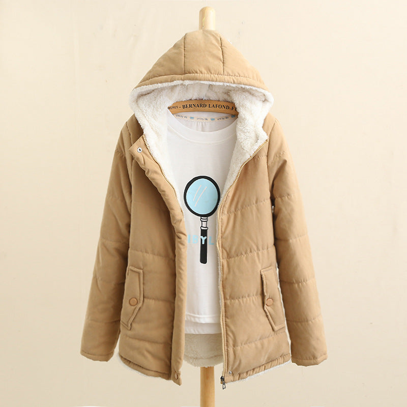 Damen nan gesteppte Kapuzenjacke mit Teddyfutter, verdeckter Druckknopfleiste und aufgesetzten Taschen Drune