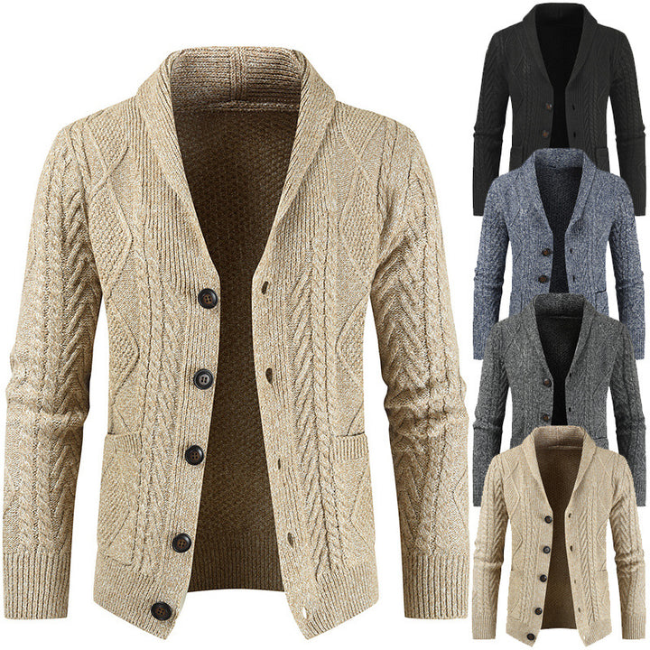 Herren nan Strickcardigan mit Zopfmuster und Schalkragen Drune