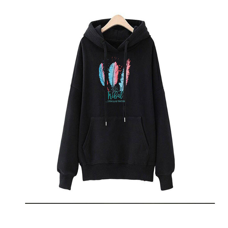 Damen Kuscheliger Kapuzenpullover mit tribalartigem Druck Drune