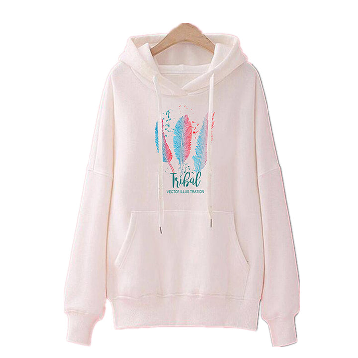 Damen Kuscheliger Kapuzenpullover mit tribalartigem Druck Drune