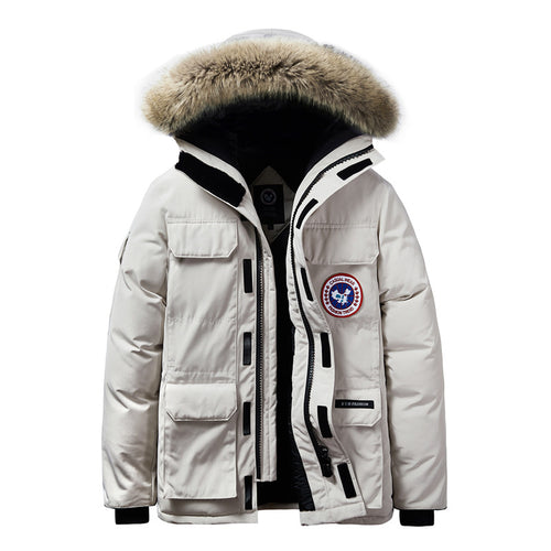 Herren Thermischer Parka mit Kapuze und abnehmbarem Fellkragen Drune