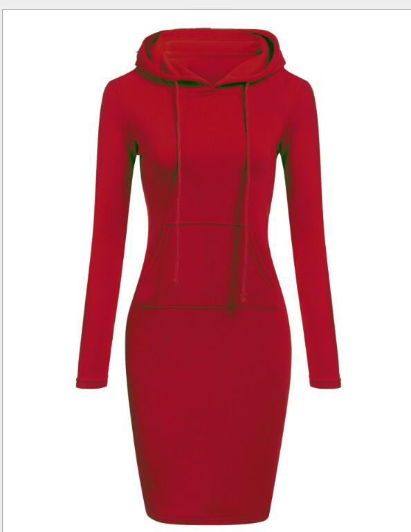 Damen Hoodie-Kleid mit praktischen Taschen und Kapuze Drune