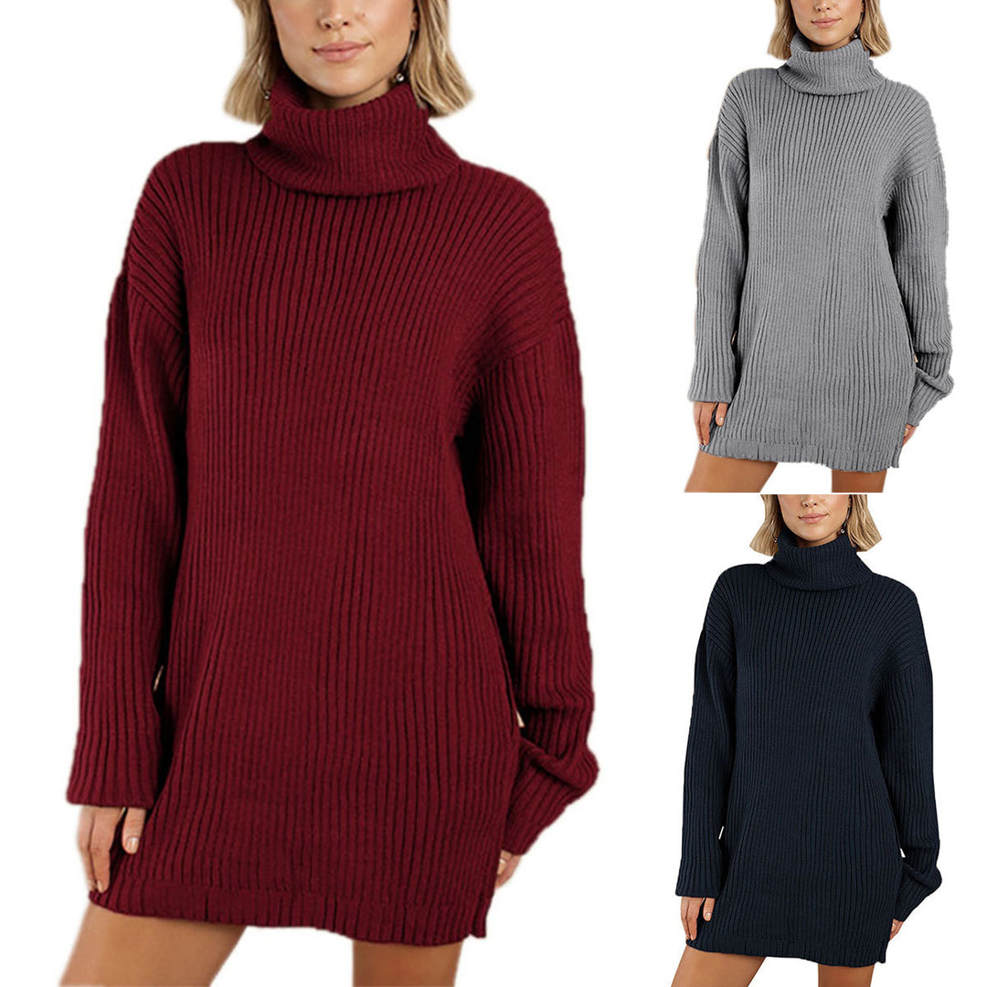 Damen Strickpullover mit hohem Kragen im Oversized-Stil Drune