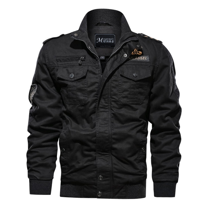 Herren Military-inspirierte Field-Bomberjacke mit Stehkragen, Schulterklappen & wattierter Innenlage Drune