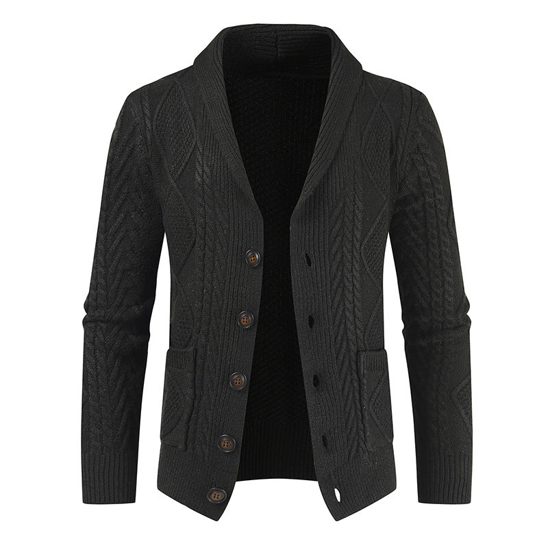 Herren nan Strickcardigan mit Zopfmuster und Schalkragen Drune