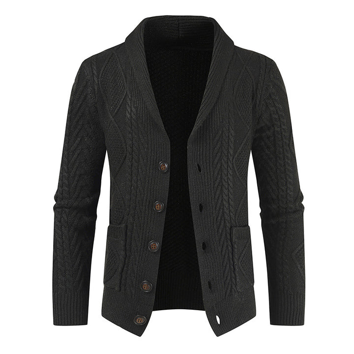 Herren nan Strickcardigan mit Zopfmuster und Schalkragen Drune