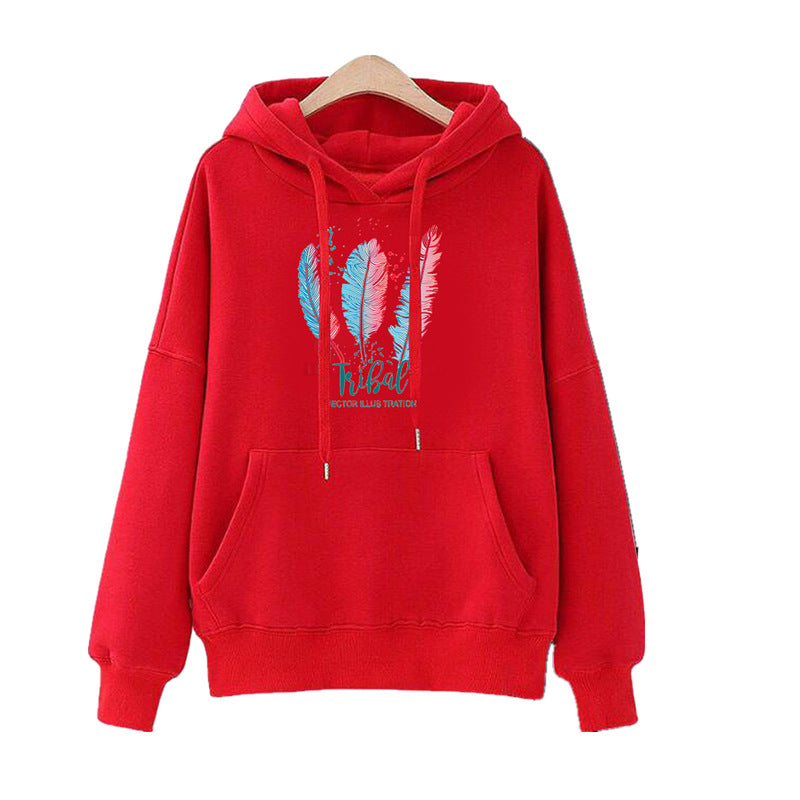 Damen Kuscheliger Kapuzenpullover mit tribalartigem Druck Drune