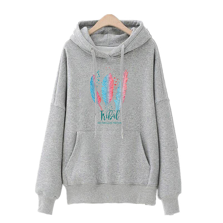 Damen Kuscheliger Kapuzenpullover mit tribalartigem Druck Drune