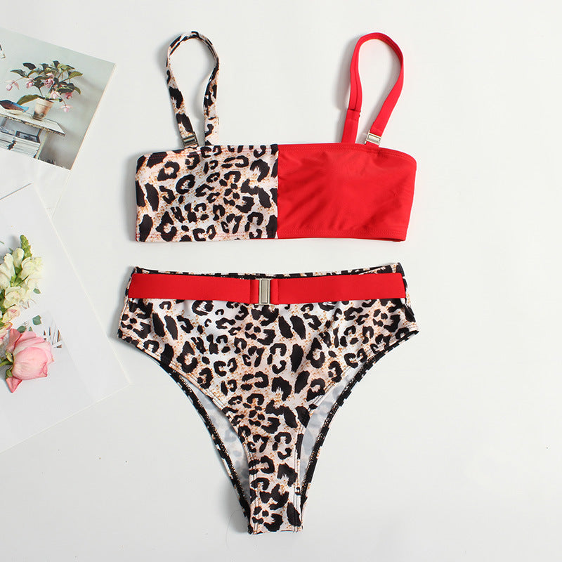 Damen Trendiger Leo-Muster Bikini Drune