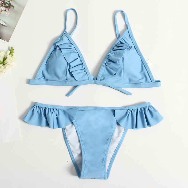 Damen Rüschenschnitte Bikini-Set Drune