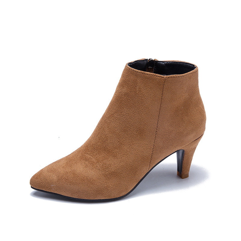 Damen nan spitze Knöchelstiefelette in Wildlederoptik mit schmalem Stilettoabsatz und seitlichem Reißverschluss Drune
