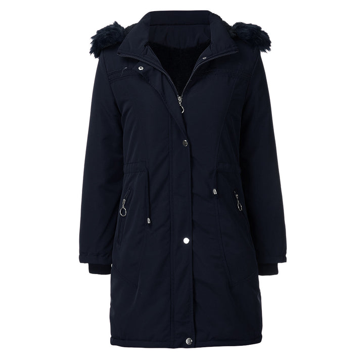 Damen warme Parka-Jacke mit abnehmbarer Kapuze und kuscheligem Kunstfell Drune