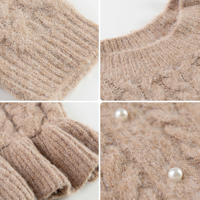 Damen Strickjacke mit dekorativem Zopfmuster und Knopfdetails Drune