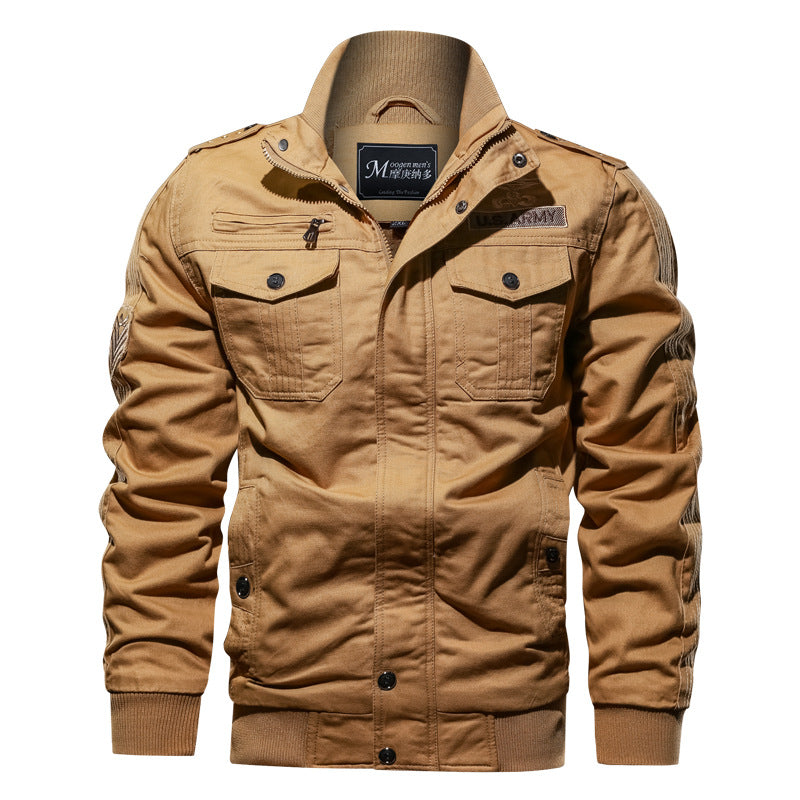Herren Military-inspirierte Field-Bomberjacke mit Stehkragen, Schulterklappen & wattierter Innenlage Drune