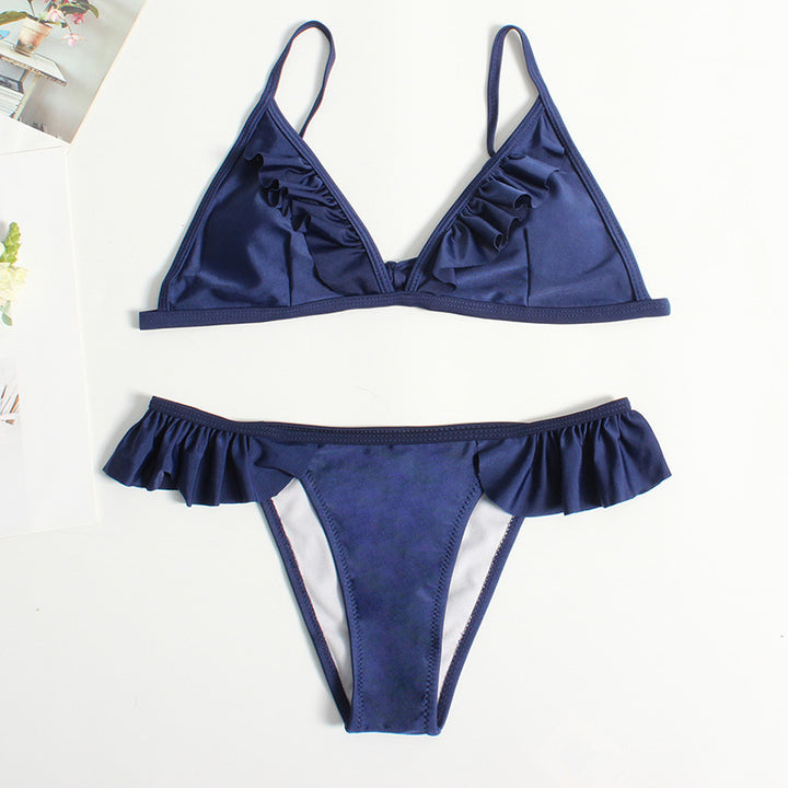 Damen Rüschenschnitte Bikini-Set Drune