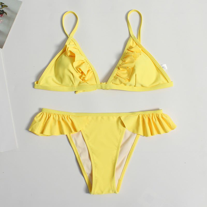 Damen Rüschenschnitte Bikini-Set Drune