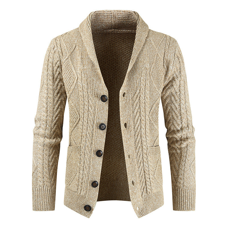 Herren nan Strickcardigan mit Zopfmuster und Schalkragen Drune