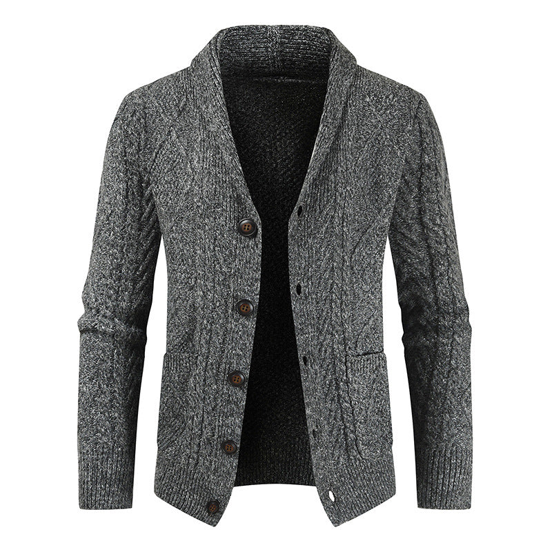 Herren nan Strickcardigan mit Zopfmuster und Schalkragen Drune