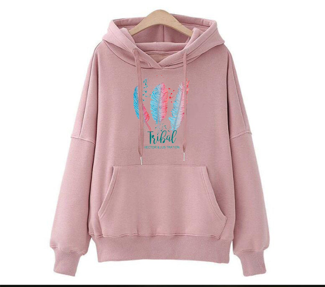 Damen Kuscheliger Kapuzenpullover mit tribalartigem Druck Drune