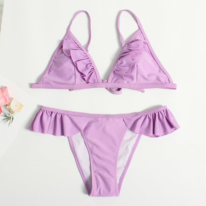 Damen Rüschenschnitte Bikini-Set Drune