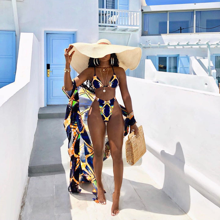 Damen Bikiniset mit leichtem Cover-Up und modernem geometrischem Design Drune