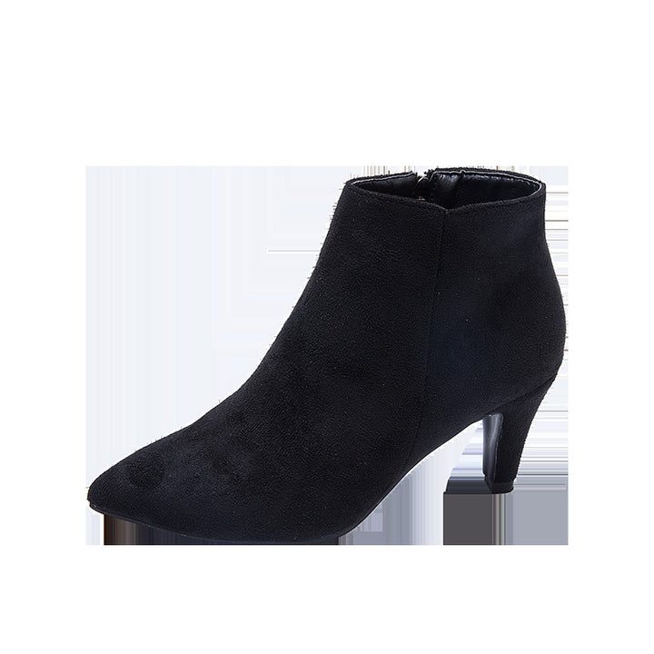 Damen nan spitze Knöchelstiefelette in Wildlederoptik mit schmalem Stilettoabsatz und seitlichem Reißverschluss Drune