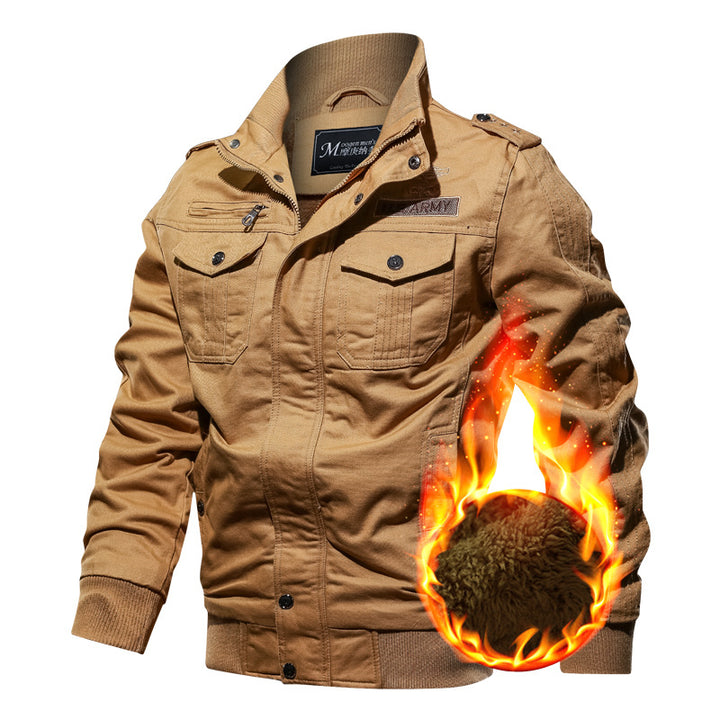 Herren Military-inspirierte Field-Bomberjacke mit Stehkragen, Schulterklappen & wattierter Innenlage Drune