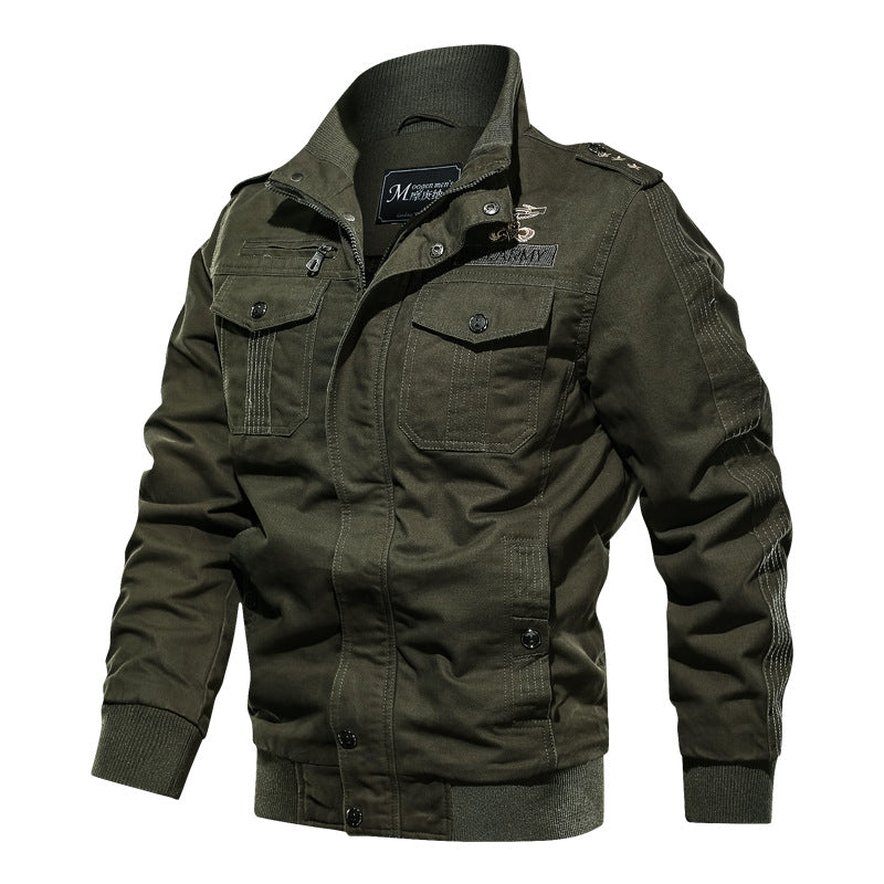 Herren Military-inspirierte Field-Bomberjacke mit Stehkragen, Schulterklappen & wattierter Innenlage Drune