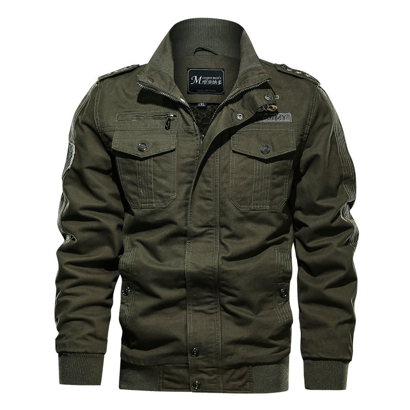 Herren Military-inspirierte Field-Bomberjacke mit Stehkragen, Schulterklappen & wattierter Innenlage Drune