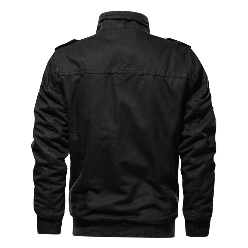 Herren Military-inspirierte Field-Bomberjacke mit Stehkragen, Schulterklappen & wattierter Innenlage Drune