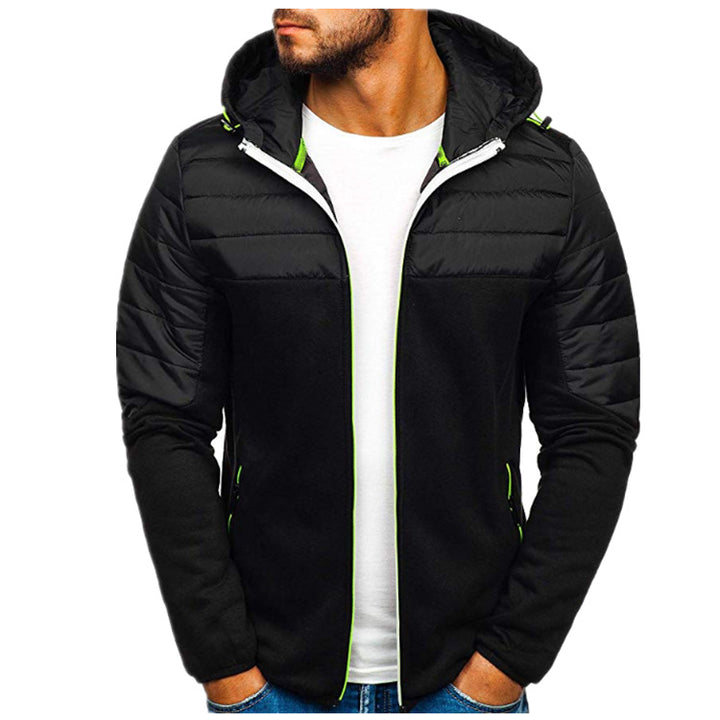 Herren gesteppter Kapuzen-Zipcardigan mit wattierter Schulterpartie und Reißverschlusstaschen Drune