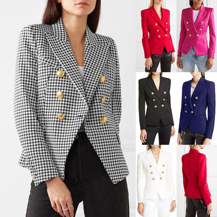 Damen Blazer im doppelten Knopfdesign mit goldenen Akzenten Drune