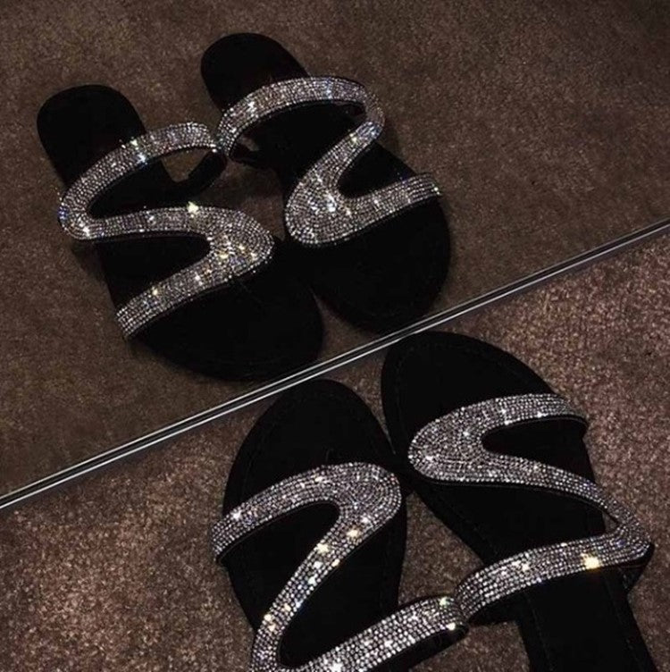 Damen Glamouröse Zehentrenner-Sandalen mit funkelnden Strass-Akzenten Drune