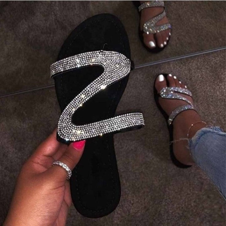 Damen Glamouröse Zehentrenner-Sandalen mit funkelnden Strass-Akzenten Drune