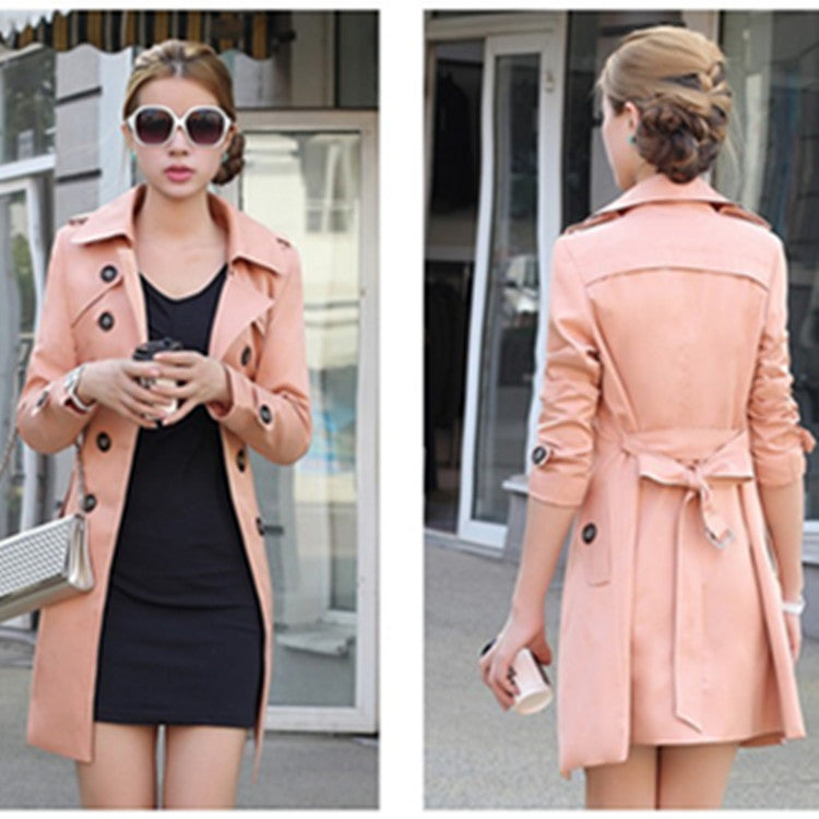 Damen modischer Trenchcoat mit tailliertem Schnitt und doppelter Knopfreihe Drune
