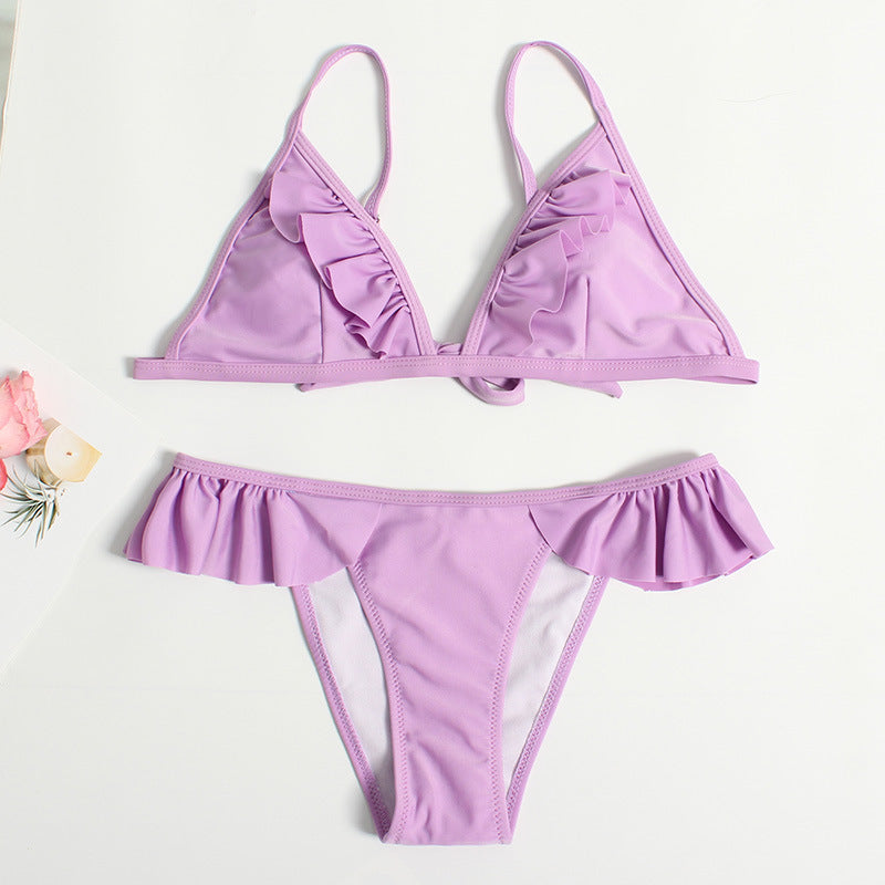 Damen Rüschenschnitte Bikini-Set Drune