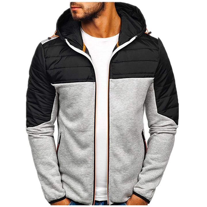 Herren gesteppter Kapuzen-Zipcardigan mit wattierter Schulterpartie und Reißverschlusstaschen Drune