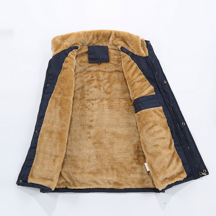 Herren Gefütterte Steppweste mit Teddyfutter, hohem Stehkragen und Multifachtaschen Drune