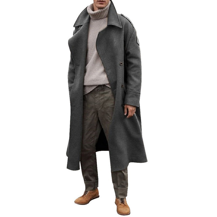 Herren eleganter Übergangsmantel aus hochwertigem Wolle-Mix mit praktischem Gürtel Drune