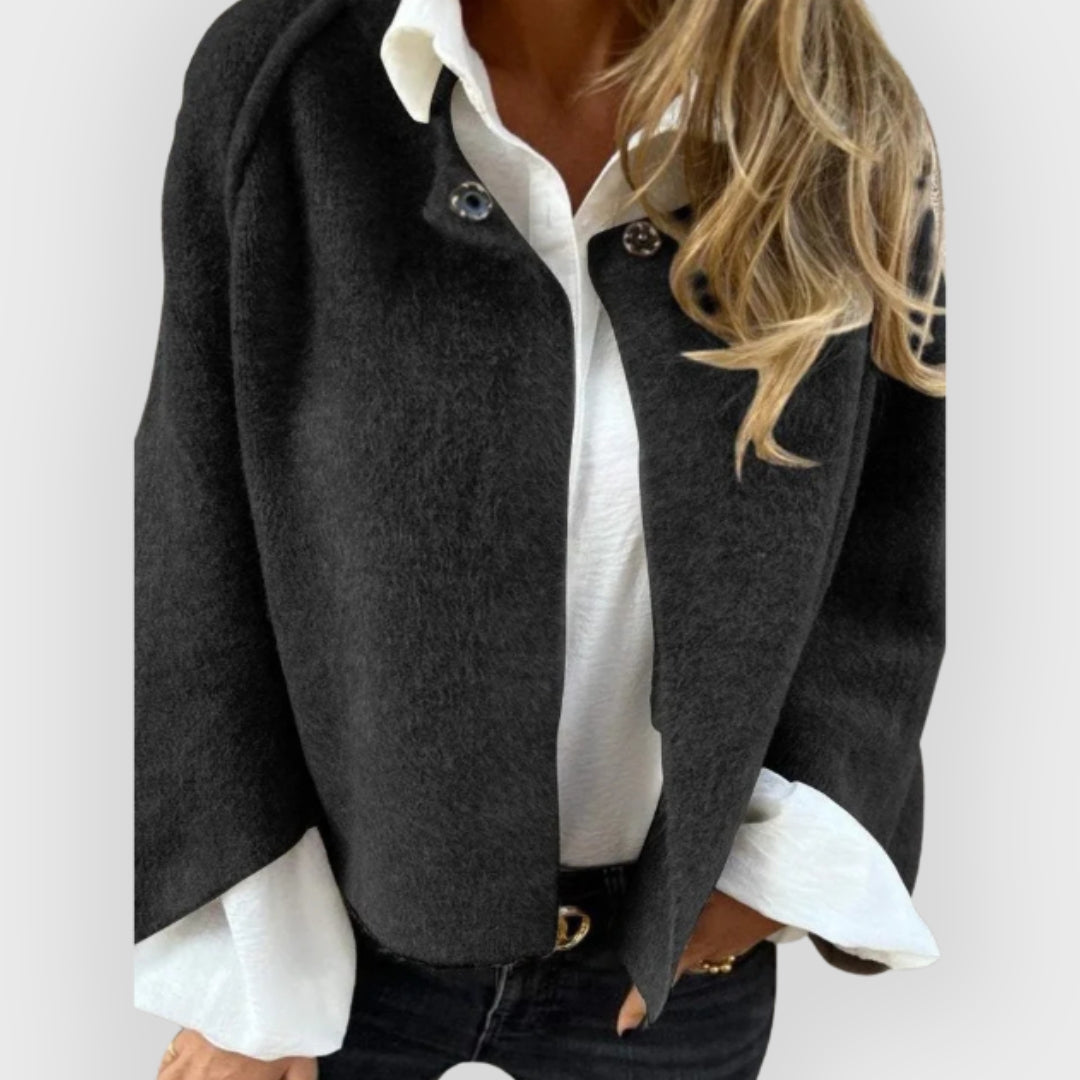 Drune | Wollmantel mit Rundhalsausschnitt und langen Ärmeln