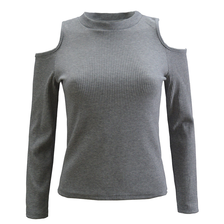 Damen Rippstrick-Top mit Stehkragen, Cut-Out-Schultern & taillierter Passform Drune