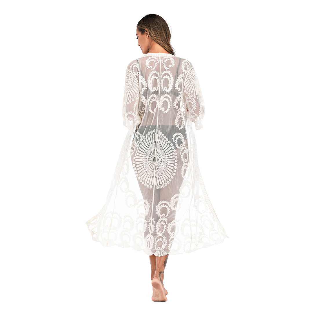 Damen Häkelstrandüberwurf mit elegantem floralem Design und lässigem Schnitt Drune