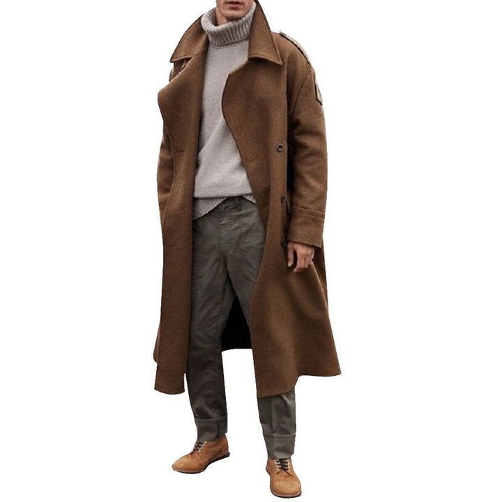 Herren eleganter Übergangsmantel aus hochwertigem Wolle-Mix mit praktischem Gürtel Drune